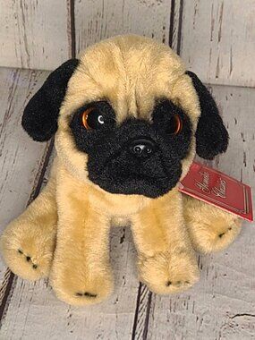 5" Vintage Russ Yomiko Classics Mini Pug Plush Puppy Dog Sitting Stuffed Animal